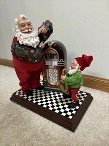 Animierter Weihnachtsmann & Elfe mit Jukebox Musik Lichter & Bewegung 13" gebraucht - Bild 1 von 9