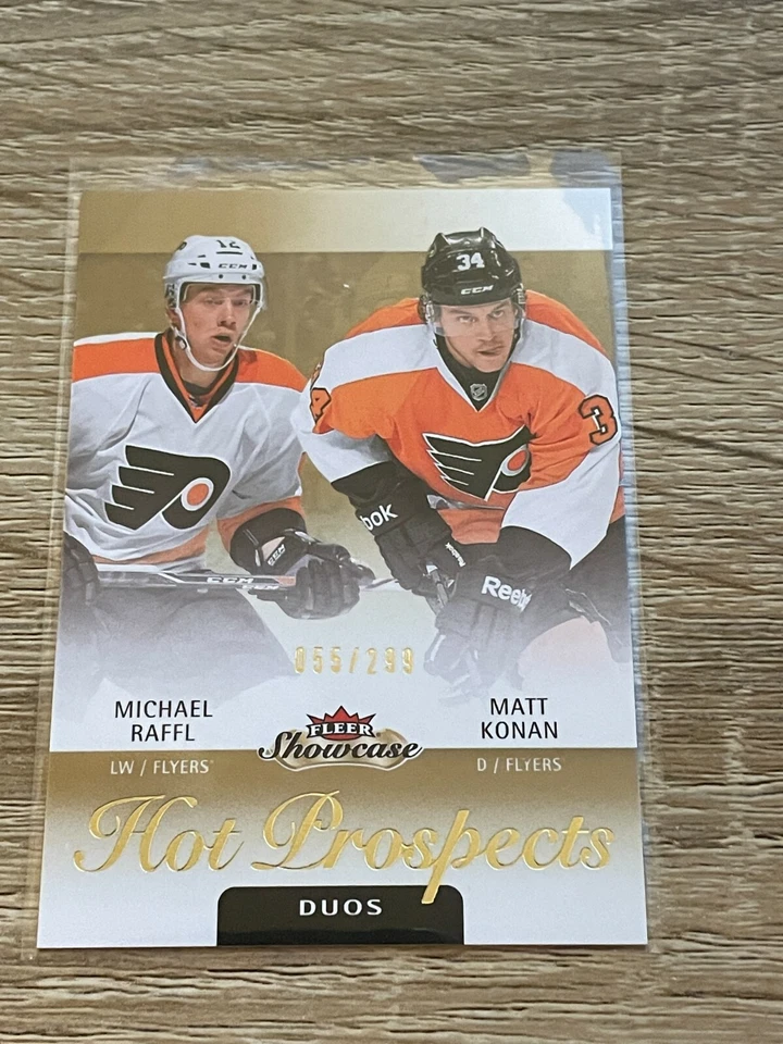 13-14 Fleer Showcase Michael Raffl Matt Konan /299 Rookie Hot Prospects Flyers - Image 1 of 1