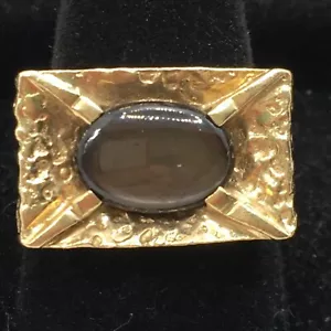 Solid 14K Yellow Gold Cat’s Eye Chrysoberyl Unisex Ring 10.5gr. Size 8 - Picture 1 of 12