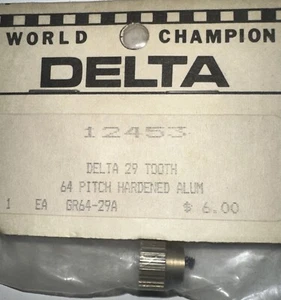 Delta Pinion Gear 64 Pitch 29 Zähne gehärtetes Aluminium RC Auto Vintage Neu - Bild 1 von 4