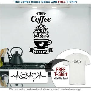 Wandbild Aufkleber, Vinyl Schild, Kaffee Wandaufkleber, Wohndeko, GRATIS T-Shirt, 022 - Bild 1 von 9