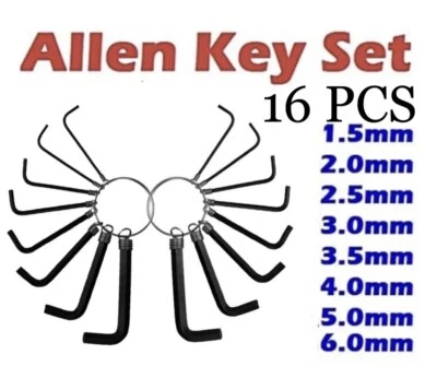 16 Pcs Allen Key Set Wrench Key Metric AF Bits Hand Tools Hex Key 1.5 to 6.0" - Image 1 of 3