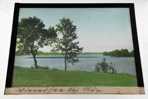 Große antike farbfotografische magische Laterne Dia offener See bei Bordesholm - Bild 1 von 3
