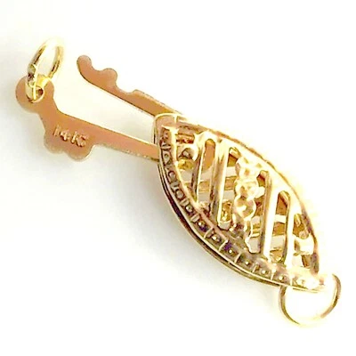 Real 14K Yellow Gold Pearl Clasp Hooks 5x13mm ONE pc Jewelry Findings Supply - Image 1 of 4