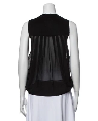 Топ Alexander Wang шерстяной шерстяной без рукавов черный размер 2 прозрачная спина необработанный подол - Изображение 1 из 4