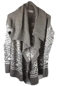 New Abercrombie Fitch Womens Gray Fair Isle Cardigan Size XS Waterfall Wool - Picture 1 of 12