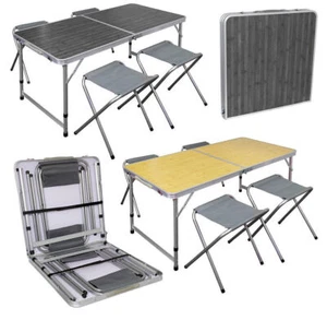 Campingtisch Set + Stühle 5tlg klappbar faltbar Sitzgruppe Koffertisch nur 8kg - Bild 1 von 8