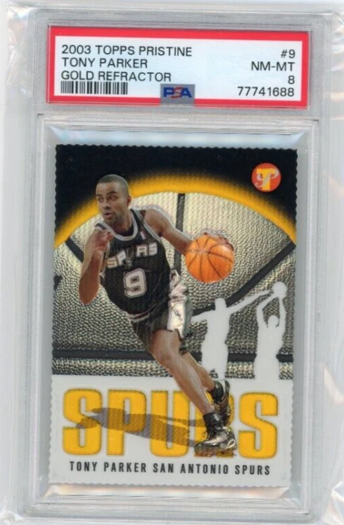 2003-04 Topps Pristine Basketball Gold Refractor #9 Tony Parker No 8 of 99 PSA 8 - Image 1 of 2