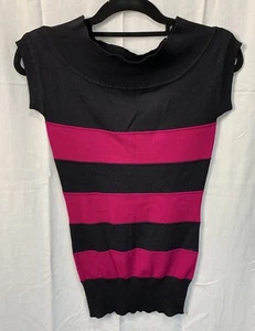 Wet Seal Junior's Tunic Striped Off The Shoulder Short Sleeve Sweater Size Small - Picture 1 of 6