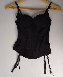 Short Stories Corset Size 12B Black Underwire Bra Lace Trim Sexy Lingerie - Picture 1 of 14