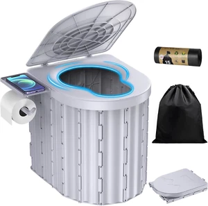 Portable Toilet, Upgraded 12-inch Toilet Seat, Folding Toilet With Removable ... - Picture 1 of 1