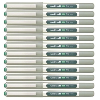 12 x Uni-ball Eye Pigment Ink Roller Ball Pen Green 0.7mm Fine UB-157 - image 1 of 3