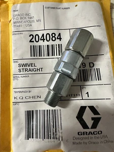 Graco 204084 SWIVEL STRAIGHT 1/4 NPT X 1/4 NPT 8000PSI MAX NEW - Picture 1 of 1