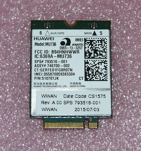 Huawei MU736 793516-001 HSPA+ UMTS WWAN Karte M.2 HP EliteBook 850 G2 - Bild 1 von 2