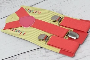 BABIES & CHILDREN'S SALMON PINK Y-BACK ELASTIC STRAPS SUSPENDERS US SELLER - Picture 1 of 3