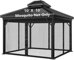 Mosquito Net for Outdoor Gazebo Canopy 4-Panel Canopy Screen Wall with Zipper... - Picture 1 of 7
