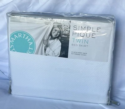 Falda de cama doble Martha Stewart piqué algodón vainilla 16 pulgadas caída Foto 1 de 4