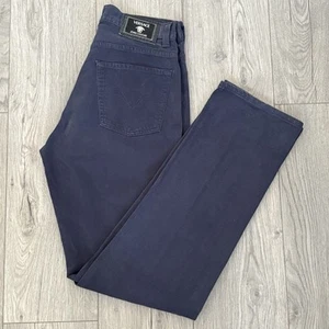Jeans Versace Vintage Alta Costura Azul Marino W32 IT46 Hecho en Italia Algodón Y2K - Imagen 1 de 15
