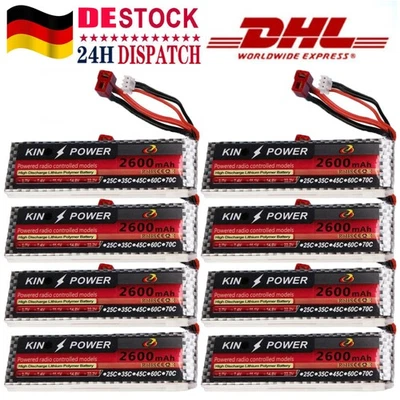 2S LiPo-Batterie 7,4 V 25C 2600 mAh mit T-Stecker – RC-Akku für RC-Fahrzeuge DHL - Bild 1 von 4