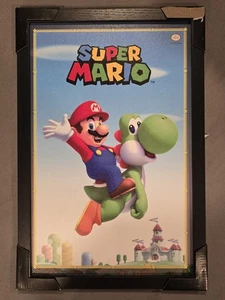 Super Mario und Yoshi schwarz gerahmtes Bild 19x13 Nintendo Wandbild - Brandneu - Bild 1 von 1