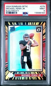 Michael Penix Jr. 2024 Optic #215 Rated Rookie Electricity #/75 Falcons PSA 9 - Picture 1 of 3