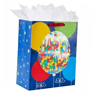 16" Extra Large Gift Bag for Birthday Party Bag With Tissue Paper(Blue) - Picture 1 of 8