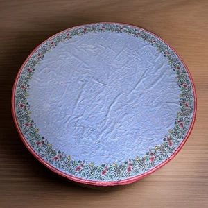 Williams Sonoma Tablecloth 65" Round Cotton Blue Floral Butterflies Thanksgiving - Picture 1 of 14