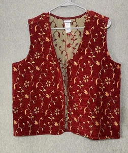 Gilet vintage BFA CLASSICS rosso fantasia floreale taglia grande - Foto 1 di 8