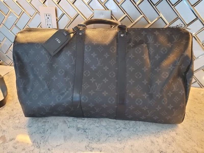 Louis Vuitton Keepall Bandouliere Duffle 55 Black Canvas Beautiful Unisex  - Image 1 of 4
