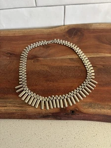 Vintage Sterling Silver 925 Bib Collar Cleopatra Necklace Heavy Chunky 70 Grams - Picture 1 of 6
