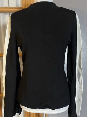 INC 喇叭袖套衫毛衣女式 L 黑色粘纤白色装饰哥特派对 — 第 1/4 张图片