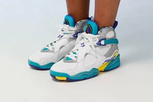 UK 4.5 EUR 38 US 7 24CM ~ Nike Air Jordan Retro 8 2019 ~ CI1236 100 White Aqua - Picture 1 of 8