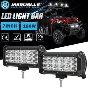 Pair 7" Tri-Row 180W LED Work Light Pods Flood Beam Offroad Driving ATV UTV 4WD - Picture 1 of 12