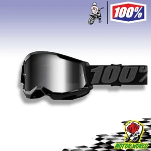 MASCHERINA MASCHERA 100% STRATA 2 BLACK SPECCHIATI OFF ROAD MOTO CROSS ENDURO - Foto 1 di 1