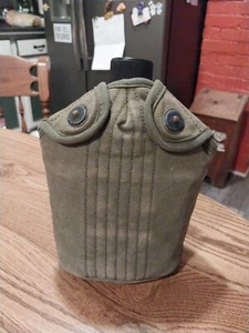 Old U.S. Collette US MILITARY CANTEEN Cup Cover OD Green With Aluminum Canteen 2 - Picture 1 of 18