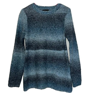 Textured Sweater Fuzzy Wool Blend Women’s Small Blue Gray White GG Collection - Picture 1 of 12