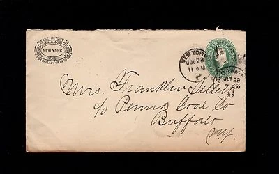 Pennsylvania Coal NY Office 1897 PSE Cover Buffalo Oval 1 Rec’d 7p - Image 1 of 2