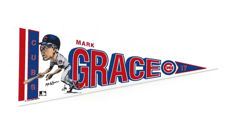 1990 Mark Grace Chicago Cubs 7" decal pennant Salem rare Cover