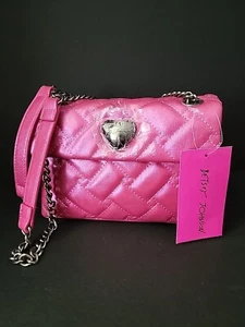 Bolso de Hombro BETSEY JOHNSON Acolchado con Corazones Correas de Cadena Nuevo con Etiquetas Rosa - Imagen 1 de 12