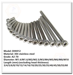 Tornillos de cabeza hexagonal Allen de acero inoxidable 304 rosca completa métrica M3 M4 - Imagen 1 de 36