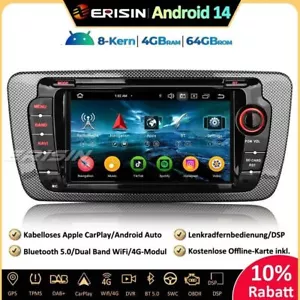 DAB+Android 14 Autoradio GPS für SEAT IBIZA Navi CarPlay Wifi RDS OBD2 DSP 64GB - Bild 1 von 21