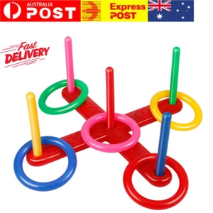 Children Rope Hoop Quoits Fun Ring Toss Outdoor Game Set Puzzle Interactive Toy - Picture 1 of 9