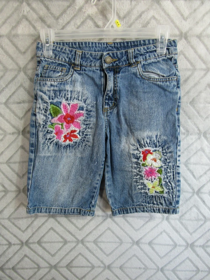 Pantalones Cortos Jean Mary Kate and Ashley Talla 12 Niñas Denim Bordado Floral Informal Foto 1 de 3