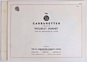 The SU Carburetters - WOLSELEY HORNET - Vintage Workshop Pamphlet - Picture 1 of 2