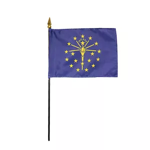 Indiana im Bundesstaat Polyester Miniatur Tischplatte Schreibtisch Flagge 4" x 6" (12er Pack) - Bild 1 von 3
