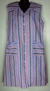 Vntg Womens Pinafore Dress L/XL German Schürze Purple Pinny Sleeveless Smock - Picture 1 of 5