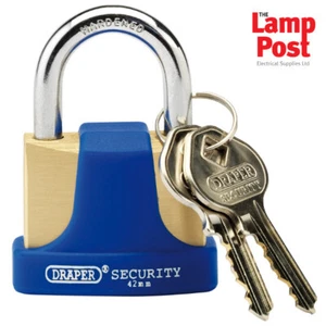 Draper 64165 42mm Solid Brass Padlock With Hardened Steel Shackle & 2 Keys - Picture 1 of 2