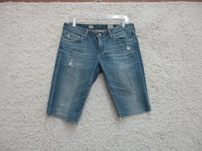 Pantalones Cortos Adriano Goldschmied AG 28 Mujer Azul Denim Jeans Zancos Corte Lavado Oscuro Foto 1 de 4