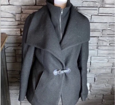 Abrigo de lana SOIA & KYO doble cuello NEGRO talla grande para mujer Foto 1 de 4