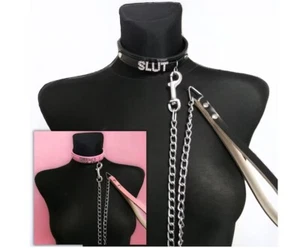 Juego de Correas y Cuello Gargantilla Personalizada BDSM Sub para Mujer Cuero Personalizado ESCLAVO - Imagen 1 de 16